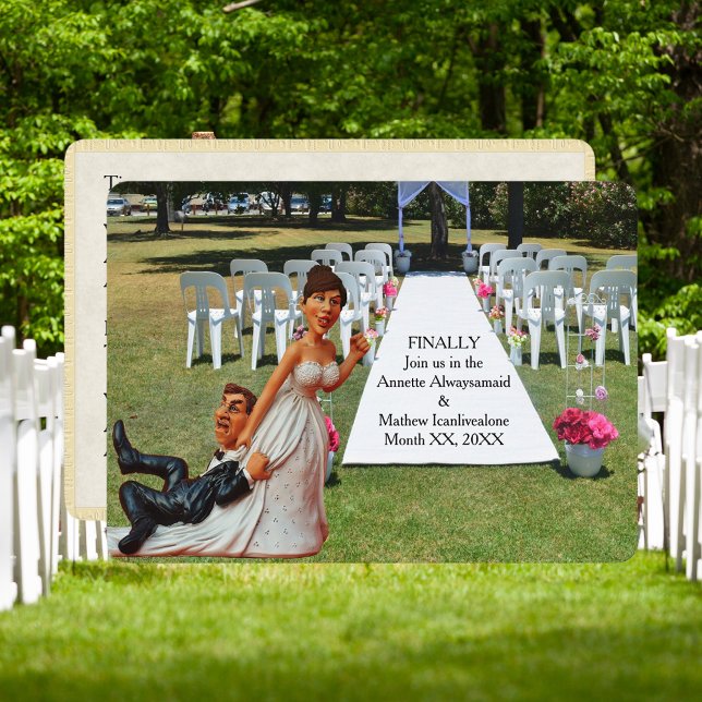 Finally Getting Wed Funny Dark Haired Couple Invitation (Finally Getting Wed Funny Dark Haired Couple Invitation)