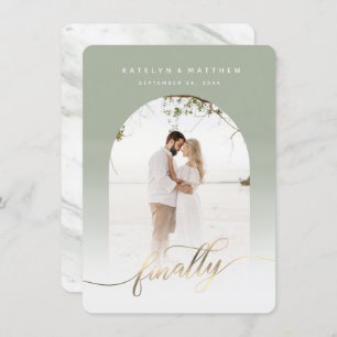 Finally Gold Script & Sage Archway Framed Photo Save The Date