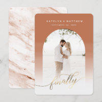 Finally Gold Script Terracotta Arched Framed Photo