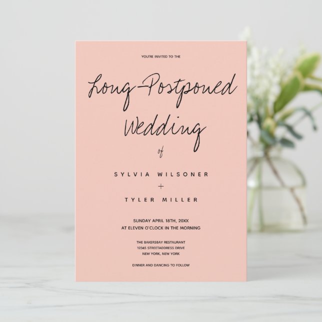 Finally Happening Wedding Pink Black Typography (Standing Front)