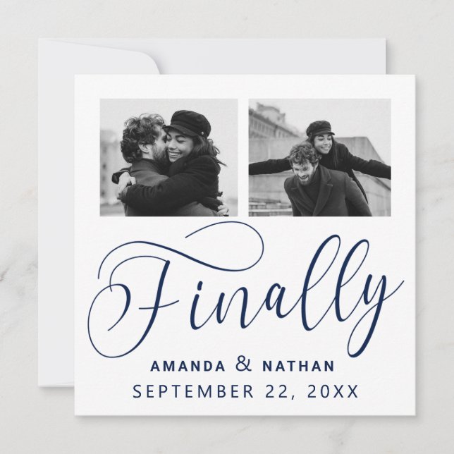 Finally Minimalist Wedding 2 Photo Save the Date (Front)