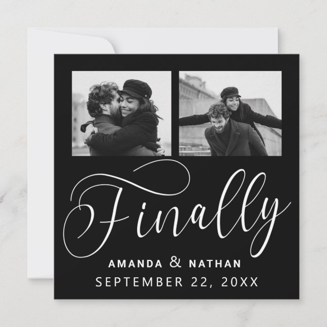 Finally Minimalist Wedding 2 Photo Save the Date (Front)