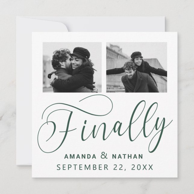 Finally Minimalist Wedding 2 Photo Save the Date (Front)