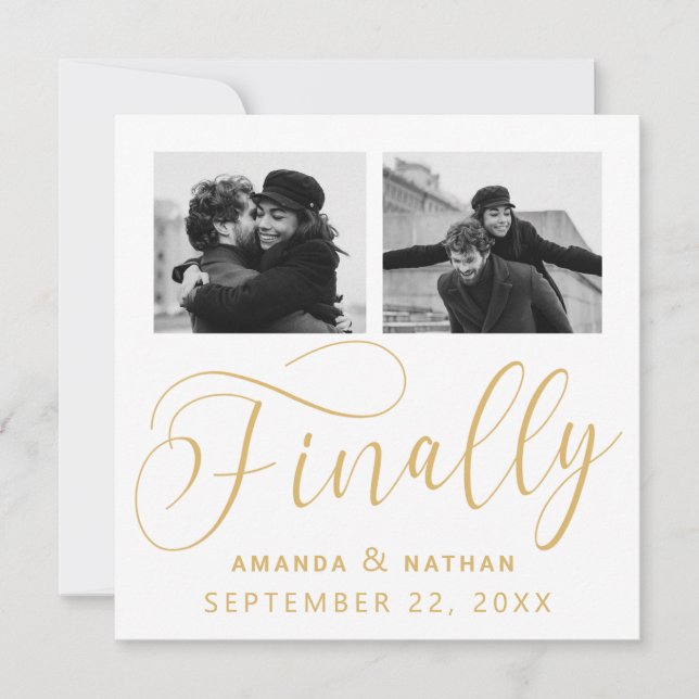 Finally Minimalist Wedding 2 Photo Save the Date (Front)