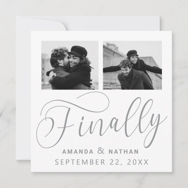 Finally Minimalist Wedding 2 Photo Save the Date (Front)