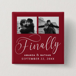 Finally Minimalist Wedding 2 Photo Save the Date Inch Square Button