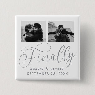 Finally Minimalist Wedding 2 Photo Save the Date Inch Square Button