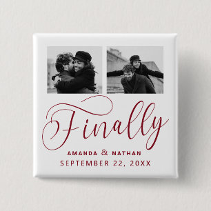 Finally Minimalist Wedding 2 Photo Save the Date Inch Square Button