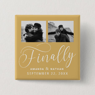 Finally Minimalist Wedding 2 Photo Save the Date Inch Square Button
