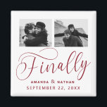 Finally Minimalist Wedding 2 Photo Save the Date Magnet<br><div class="desc">It's been worth the wait and now you're finally ready to send out your save the dates! These minimalist wedding save the date magnets are perfectly simple yet super modern. Easily personalize the design by adding your own photos, names and wedding date. Matching items can be found in the collection....</div>