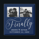 Finally Minimalist Wedding 2 Photo Save the Date Magnet<br><div class="desc">It's been worth the wait and now you're finally ready to send out your save the dates! These minimalist wedding save the date magnets are perfectly simple yet super modern. Easily personalize the design by adding your own photos, names and wedding date. Matching items can be found in the collection....</div>