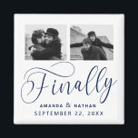 Finally Minimalist Wedding 2 Photo Save the Date Magnet<br><div class="desc">It's been worth the wait and now you're finally ready to send out your save the dates! These minimalist wedding save the date magnets are perfectly simple yet super modern. Easily personalize the design by adding your own photos, names and wedding date. Matching items can be found in the collection....</div>