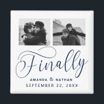 Finally Minimalist Wedding 2 Photo Save the Date Magnet<br><div class="desc">It's been worth the wait and now you're finally ready to send out your save the dates! These minimalist wedding save the date magnets are perfectly simple yet super modern. Easily personalize the design by adding your own photos, names and wedding date. Matching items can be found in the collection....</div>