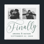 Finally Minimalist Wedding 2 Photo Save the Date Magnet<br><div class="desc">It's been worth the wait and now you're finally ready to send out your save the dates! These minimalist wedding save the date magnets are perfectly simple yet super modern. Easily personalize the design by adding your own photos, names and wedding date. Matching items can be found in the collection....</div>