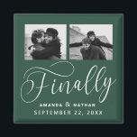Finally Minimalist Wedding 2 Photo Save the Date Magnet<br><div class="desc">It's been worth the wait and now you're finally ready to send out your save the dates! These minimalist wedding save the date magnets are perfectly simple yet super modern. Easily personalize the design by adding your own photos, names and wedding date. Matching items can be found in the collection....</div>