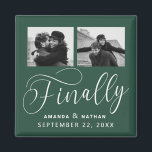 Finally Minimalist Wedding 2 Photo Save the Date Magnet<br><div class="desc">It's been worth the wait and now you're finally ready to send out your save the dates! These minimalist wedding save the date magnets are perfectly simple yet super modern. Easily personalize the design by adding your own photos, names and wedding date. Matching items can be found in the collection....</div>