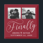 Finally Minimalist Wedding 2 Photo Save the Date Magnet<br><div class="desc">It's been worth the wait and now you're finally ready to send out your save the dates! These minimalist wedding save the date magnets are perfectly simple yet super modern. Easily personalize the design by adding your own photos, names and wedding date. Matching items can be found in the collection....</div>