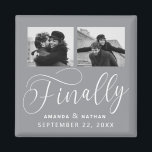 Finally Minimalist Wedding 2 Photo Save the Date Magnet<br><div class="desc">It's been worth the wait and now you're finally ready to send out your save the dates! These minimalist wedding save the date magnets are perfectly simple yet super modern. Easily personalize the design by adding your own photos, names and wedding date. Matching items can be found in the collection....</div>