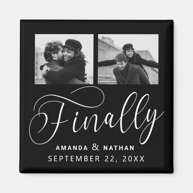 Finally Minimalist Wedding 2 Photo Save the Date Magnet (Front)