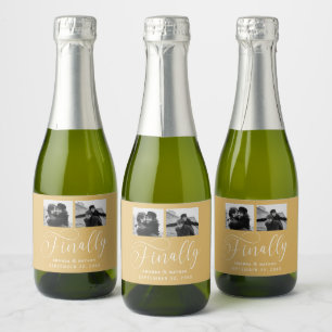 Finally Minimalist Wedding 2 Photo Save the Date Sparkling Wine Label