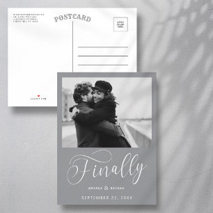 Finally Minimalist Wedding Photo Save the Date Announcement Postcard