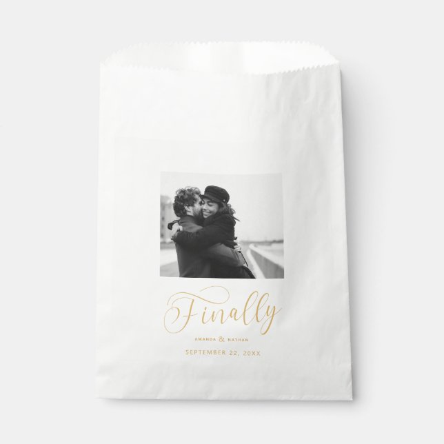 Finally Minimalist Wedding Photo Save the Date Favour Bag (Front)