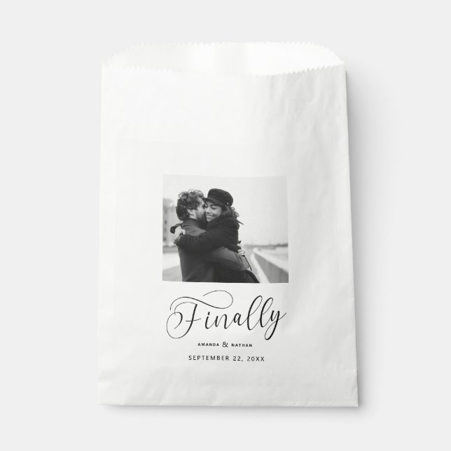 Finally Minimalist Wedding Photo Save the Date Favour Bag (Front)