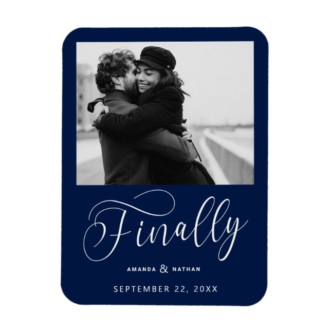 Finally Minimalist Wedding Photo Save the Date Magnet (Vertical)