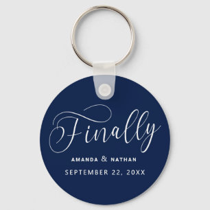 Finally Minimalist Wedding Save the Date Keychain