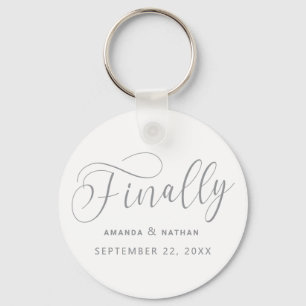 Finally Minimalist Wedding Save the Date Keychain