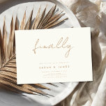 Finally Modern Minimalist Ivory Tan Save The Date<br><div class="desc">A simple modern save the date card. Personalize this minimalist ivory tan design to have your personal details and message.</div>