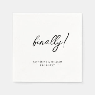 Finally Modern Minimalist Wedding Engagement Napkin