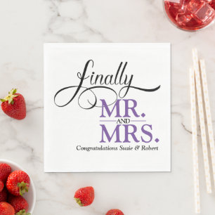 Finally Mr and Mrs Wedding Reception Cocktail Napkin