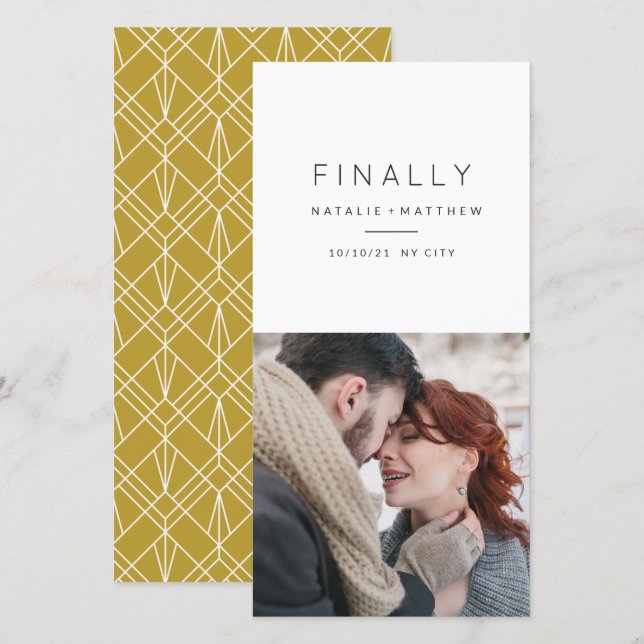 Finally, save the date photo announcement (olive) (Front/Back)