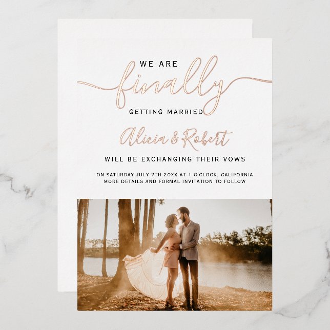 Finally save the date script photo rose gold (Front/Back)