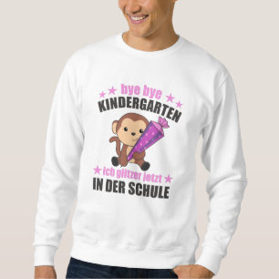 Finally School Child Monkey School Cone Glitter Sweatshirt