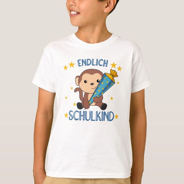 Finally Schoolkind Monkey School Bag Rock The T-Shirt (Front)
