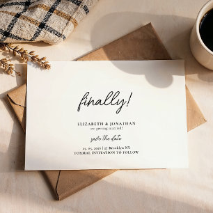 Finally Script Minimalist Wedding Save the Date