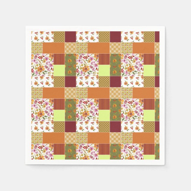 Finally Spring Patchwork Cheater Quilt  Napkin (Front)
