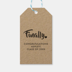 Finally Tags, Graduation Gift Tag, Congrats Kraft Tags