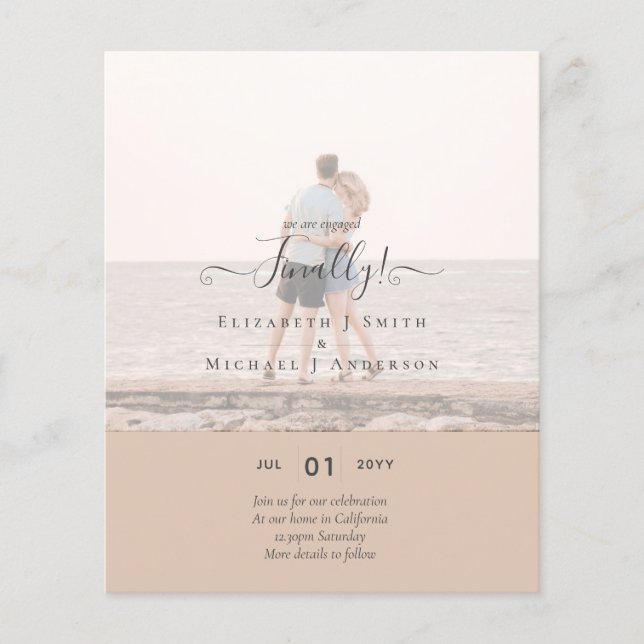 Finally We are Engaged! Wedding Announcement PHOTO Flyer (Front)
