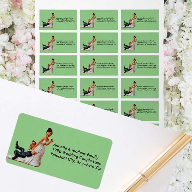 Finally Wedding Couple Funny Brown Hair Label (Finally Wedding Couple Funny Brown Hair Address Label)