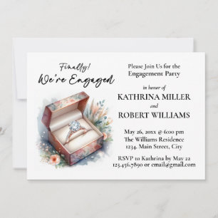 Finally! We're Engaged, Elegant Engagement Party Invitation