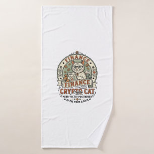 Finance Crypto Cat Finance Crypto Cat Vintage Vect Bath Towel Set