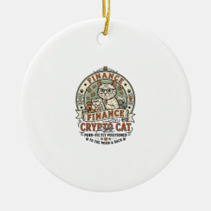 Finance Crypto Cat Finance Crypto Cat Vintage Vect Ceramic Ornament