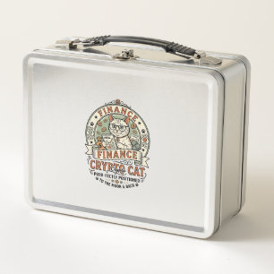 Finance Crypto Cat Finance Crypto Cat Vintage Vect Metal Lunch Box