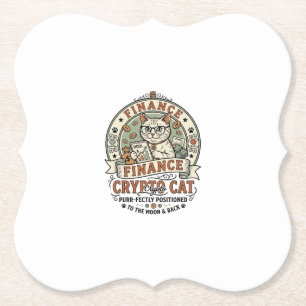 Finance Crypto Cat Finance Crypto Cat Vintage Vect Paper Coaster