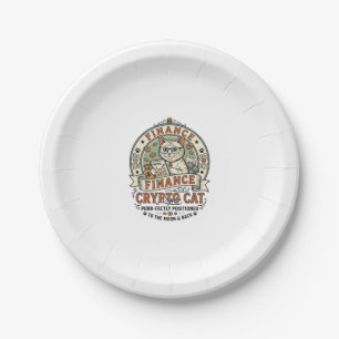 Finance Crypto Cat Finance Crypto Cat Vintage Vect Paper Plate