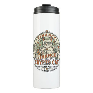 Finance Crypto Cat Finance Crypto Cat Vintage Vect Thermal Tumbler