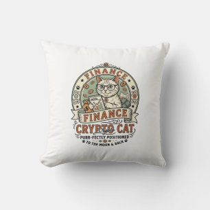 Finance Crypto Cat Finance Crypto Cat Vintage Vect Throw Pillow